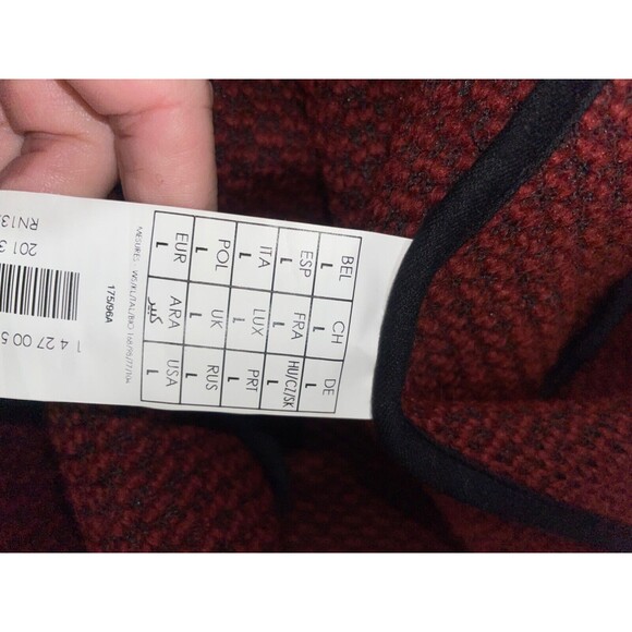 Promod Women's Wool Cardigan Coat size L Open Front Red Holidays Christmas - Picture 9 of 13